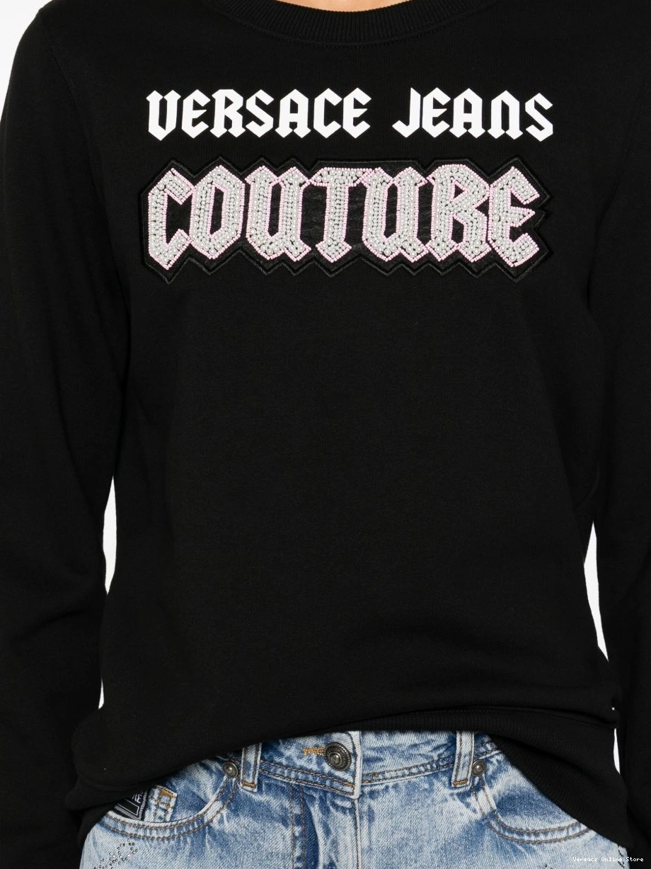Affordable Women bead-embellished Couture cotton sweatshirt Versace Jeans 0819